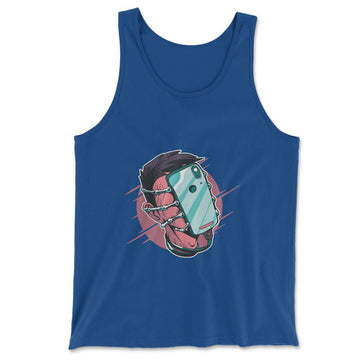 Phone Face Hugger Men/Unisex Tank in True Royal color